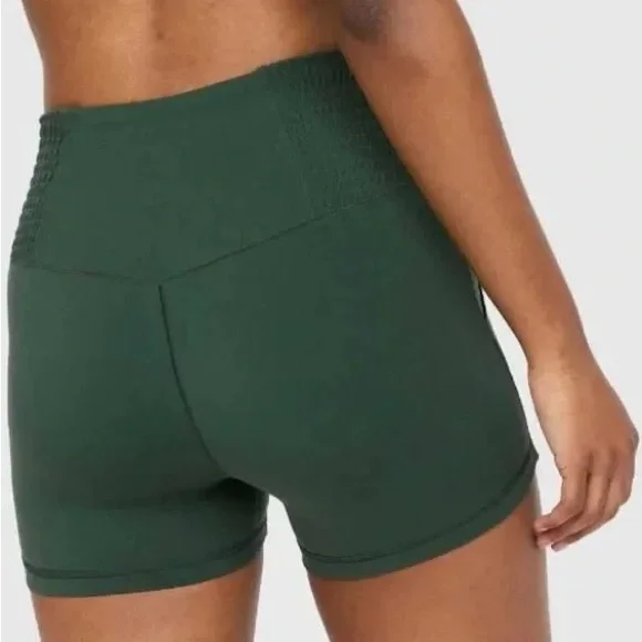 Aerie Offline Real Me Green Smocked 3” High Rise Shortie - Picture 2 of 6